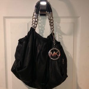 Michael Kors black leather hobo shoulder bag